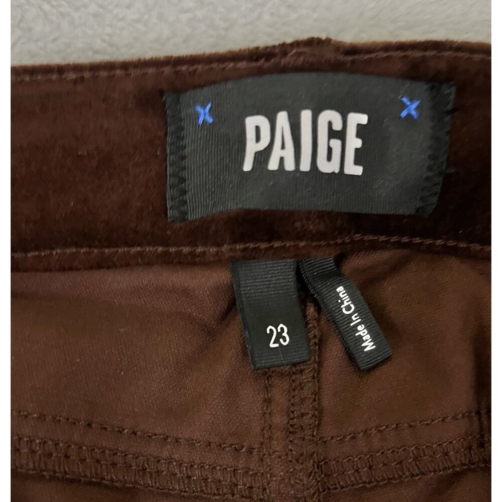 PAIGE Claudine Coffee Brown Soft Velvet Crop Flare Pants Jeans Size 23 MSRP $229 - Picture 3 of 11
